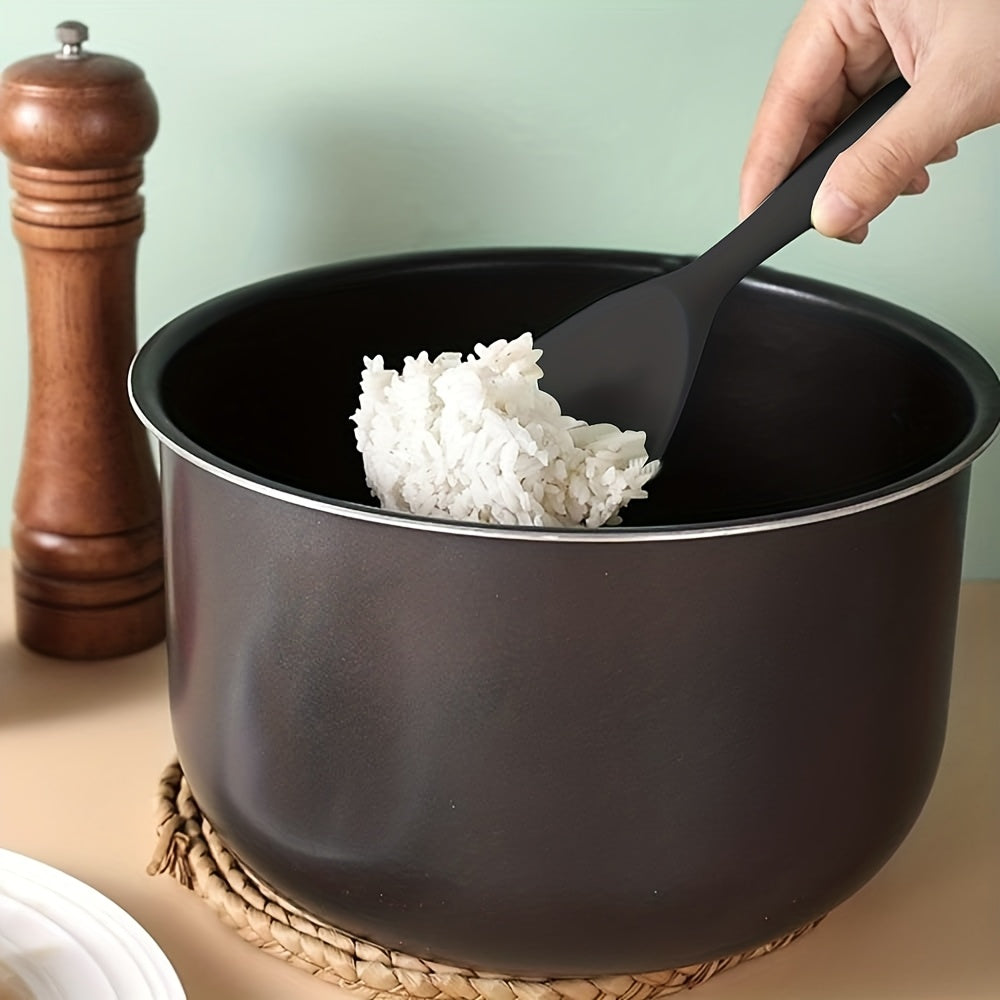 1PC Integrated Silicone Rice Spoon, Non-stick Heat Resistant Rice Cooker Spoon, Full Wrapped Kitchen Serving Spoon, Suitable for Rice, Salad and Mashed Potatoes