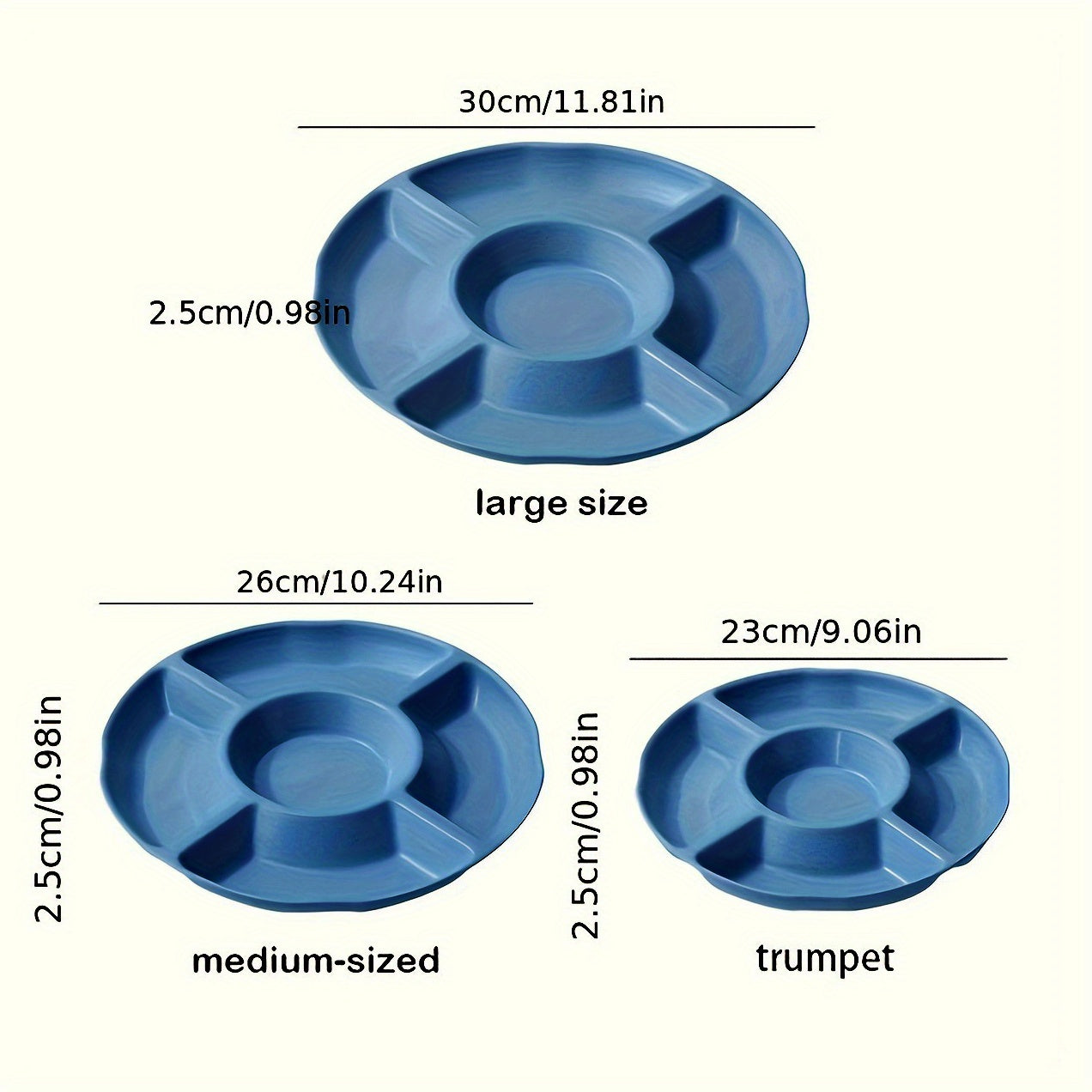 1 Piece, Creative Nut Tray with 3 Sizes, Dried Fruit Dish, Plastic Snack Plate, Divided Candy Bowl, Dessert Plate, Food Container, Fruit Tray – Decorative Serving Plate for Kitchen & Living Room (Beige / Blue / Green / Pink / Navy / Gray)