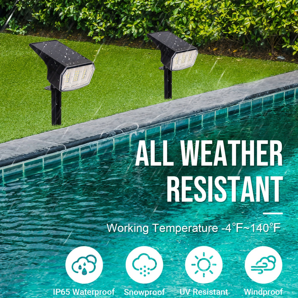 4/6-pack outdoor solar spotlight, IP65 protection rating, 63 LED beads, 3 lighting modes, total brightness 780 lumens, suitable for courtyards, gardens, houses, garages and pathway lighting