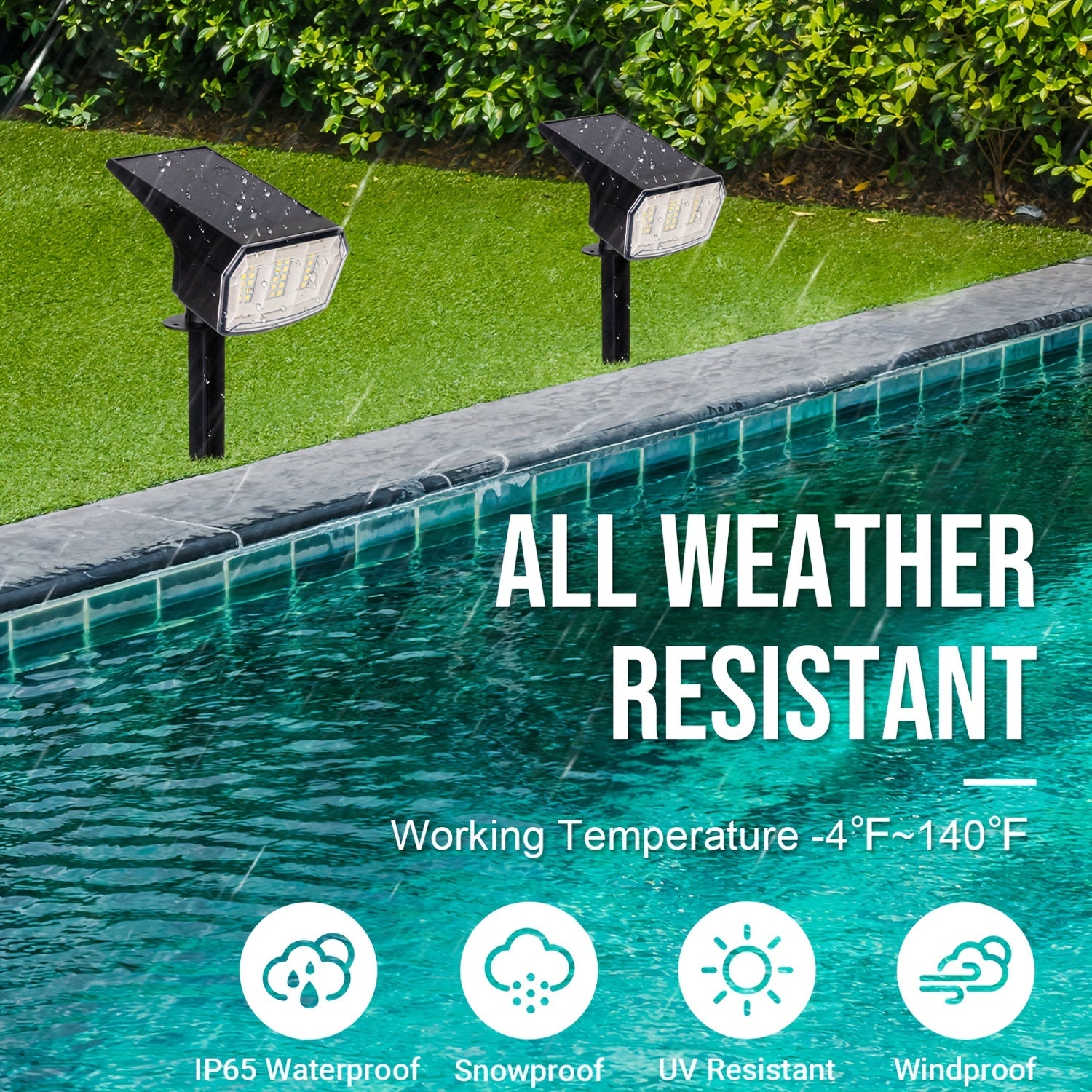 4/6-pack outdoor solar spotlight, IP65 protection rating, 63 LED beads, 3 lighting modes, total brightness 780 lumens, suitable for courtyards, gardens, houses, garages and pathway lighting