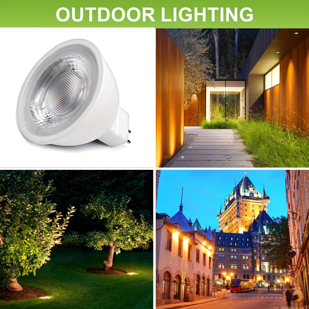 MR16 GU5.3 LED track light spotlight downlight recessed light source bulb, chandelier LED spotlight MR16 lamp cup indoor outdoor hallway AC/DC 12V GU5.3 3000K 5W two-pin base bulb, replaces 50W halogen bulb, 4/6/10-pack
