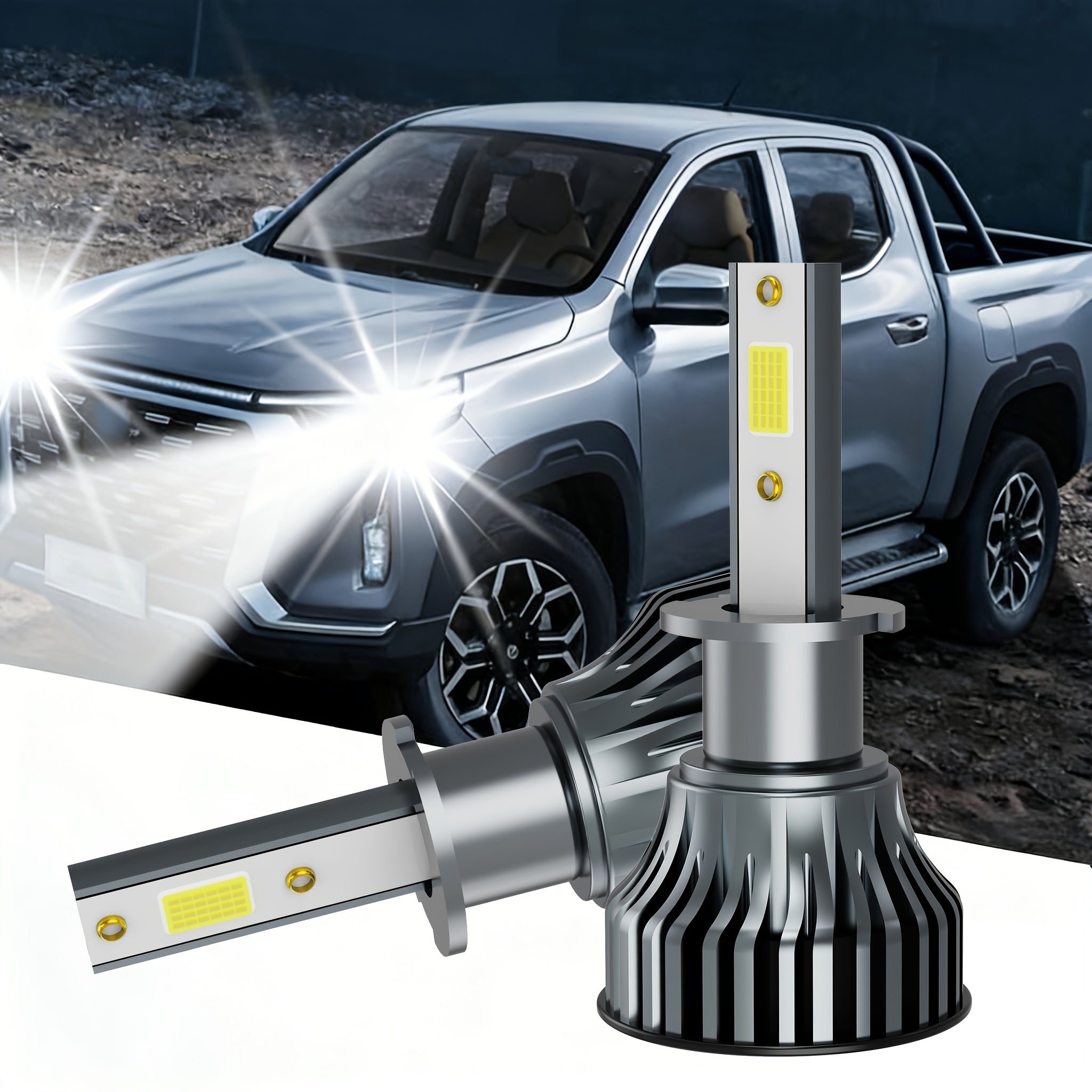 2-Pack 50000 Lumens H4 H7 H11 9005 HB3 9006 HB4 9004 9007 H13 High Power LED Car Bulbs 6500K 12V Car Light