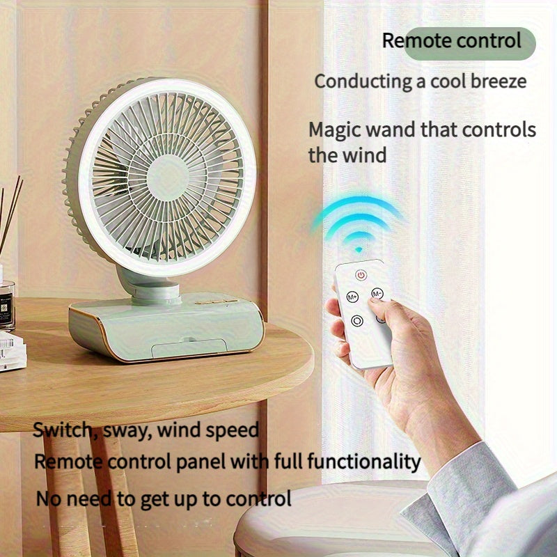 Multifunctional 3-in-1 Fan, Desktop Table Wall Mount Combo Fan, Built-in 2400mAh Battery, USB Rechargeable, Lightweight Portable Design for Home, Office and Dormitory