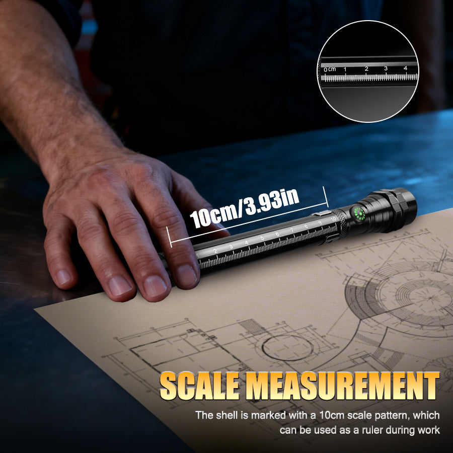 2025 New LED Flashlight, Telescopic Triple Lamp Head, Freely Adjustable Angle, Type-C Charging, Strong Magnetic Metal Clip, Super Bright Work Light Handheld Flashlight, Emergency Light with Scale Ruler