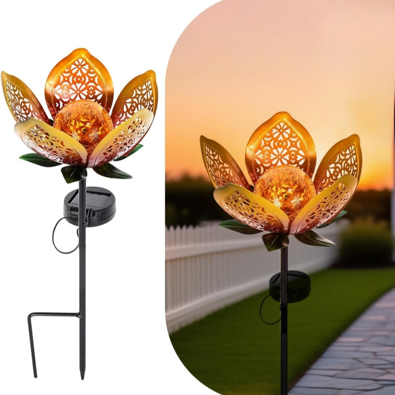 1 Solar Outdoor Tulip Garden Light | Ip65 Tulip Flower Metal Statue Solar Light, Garden Art Path and Lawn Fairy Light | Suitable for Garden, Lawn, Patio, Camping, Tabletop, Farm, Pond, Landscape, Balcony, Path