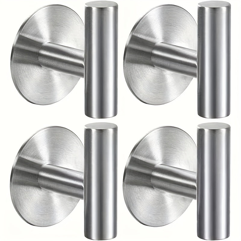 1/2/4-Pack Plastic Adhesive Hooks - No-Drill Self-Adhesive Sticky Hooks for Bathroom, Hats & Closet Storage, Wall Mount, Silver/Black/Gold