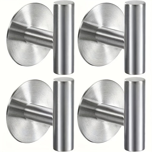 1/2/4-Pack Plastic Adhesive Hooks - No-Drill Self-Adhesive Sticky Hooks for Bathroom, Hats & Closet Storage, Wall Mount, Silver/Black/Gold