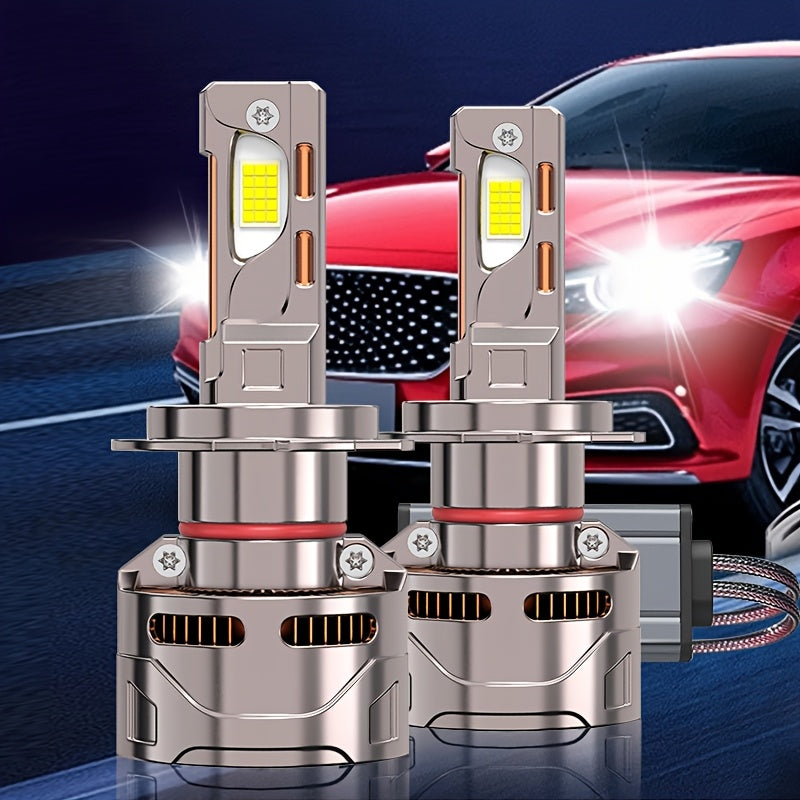 2-Pack External Driver Canbus Plug-and-Play Super Bright LED Car Headlight Bulbs, Compatible with H4/9003/HB2-B010 9005 9006 9012 H8 H9 H11 H16 Models, 280W 1200% Brightness 8890 CSP 12V/24V