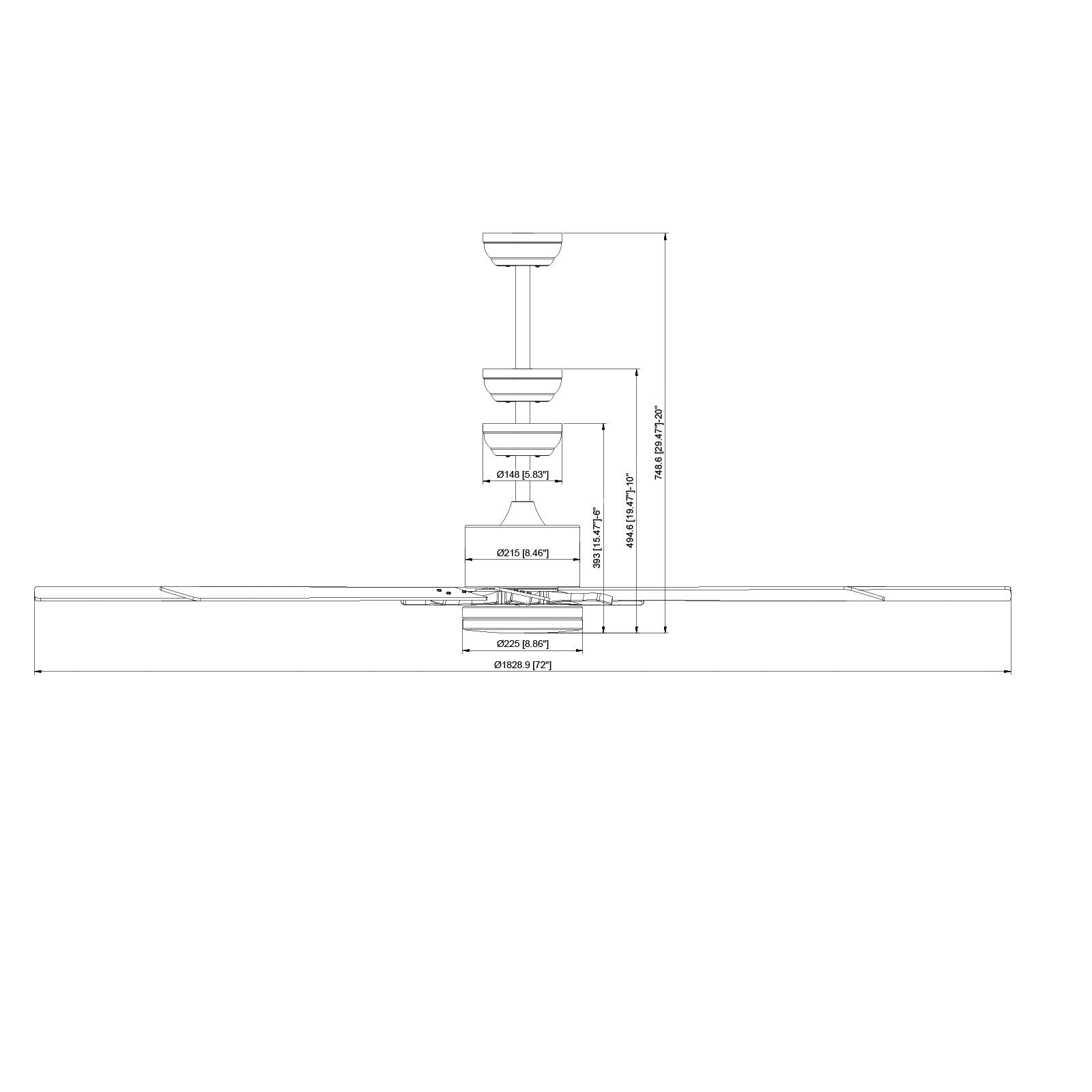 72 Inch Ceiling Fan with Light, 6 Speed Remote Control, Reversible Motor, Coffee Black Color