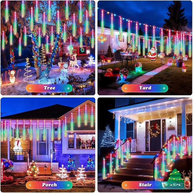 8-tube/1 set meteor shower light (USB powered), dynamic raindrop type, high-brightness LED light, indoor/outdoor dual-use decorative light strip, decorative color light for festival scene arrangement