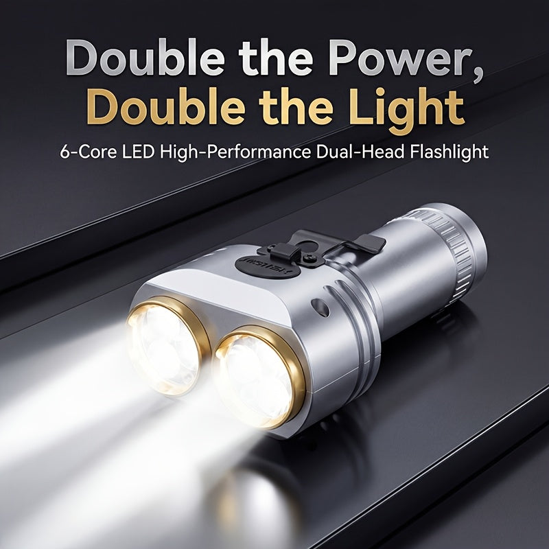 Handheld Rechargeable Flashlight - with Sturdy Pen Clip, High-Brightness Dual Light Sources, Long Battery Life, Type-C Charging Port, Adjustable Multi-Level Light Modes, Ideal for Outdoor Camping, Hiking, Home Lighting & Emergency Lighting