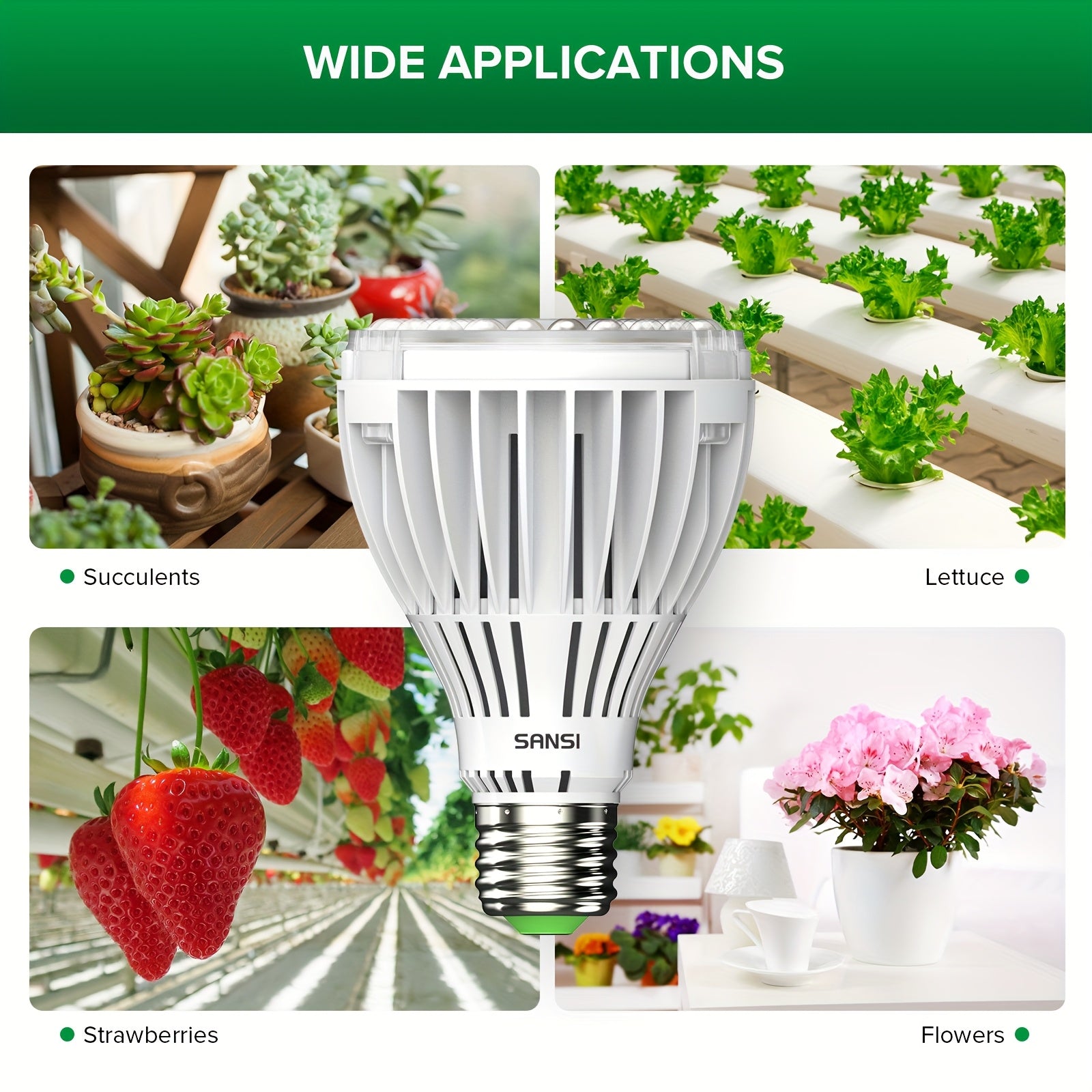 SANSI 30W 3000 Lumens LED Grow Light Bulb, PAR25 Full Spectrum with Optical Lens High PPFD, 5000K Daylight, 25,000 Hours Lifespan Indoor Plant Lighting