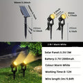 2-pack solar outdoor spotlight, warm white & cool white, solar landscape spotlight, Christmas spotlight, solar yard spotlight, suitable for courtyards, trees, gardens, ponds, pool areas. (2-in-1)