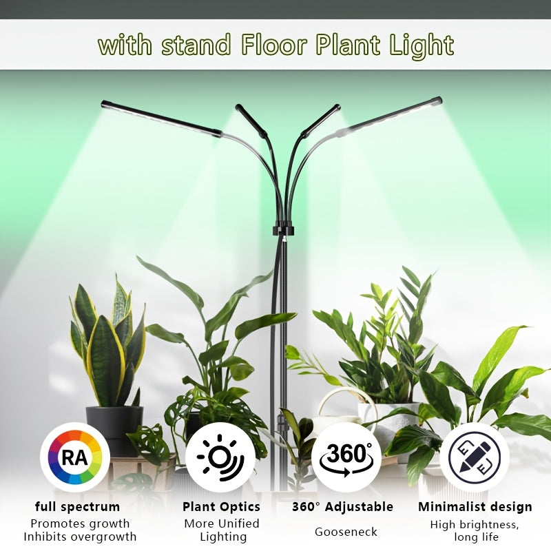 4-Head Bracket Plant Grow Light, 80 LED Beads, 2 Color Modes Freely Switchable, 4H/8H/12H Timing Settings, Ideal Lighting Helper for Home Plant Growth