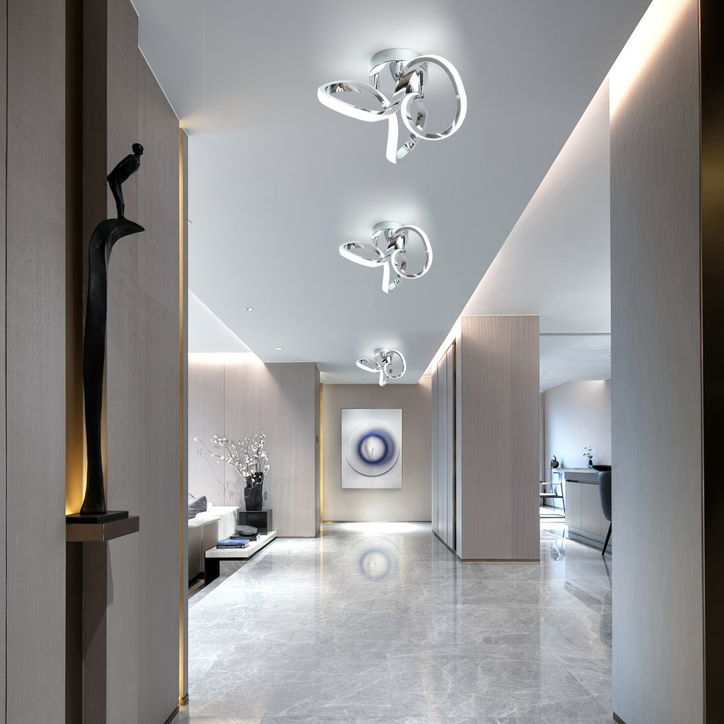 Gainid hallway light, acrylic modern LED ceiling light, cool white 6000K, flush mount ceiling light for bedroom, bathroom, kitchen, balcony, hallway, staircase, passage, curved creative design ceiling light