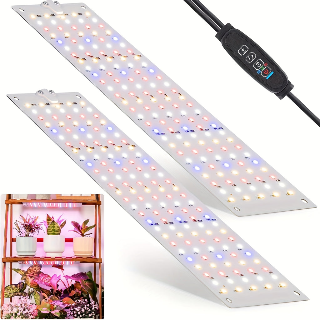 2 Pack 300LED Full Spectrum Red Plant Grow Light, Under Cabinet Grow Light for Indoor Plants, 3/6/12H Timer, 6 Dimmable Levels, USB Powered