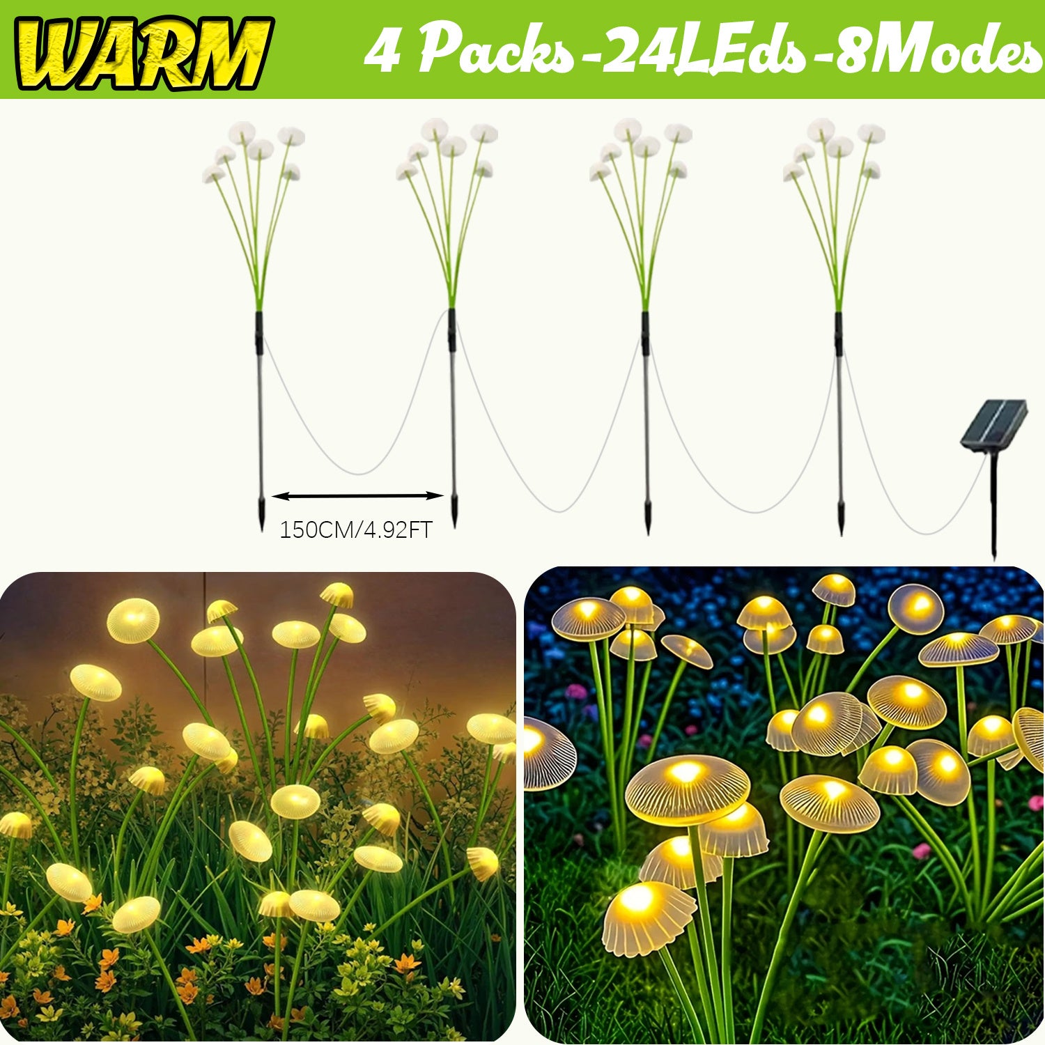 FACHOI 6/4-Pack Solar Jellyfish Mushroom Light, 32/24 LEDs Garden Landscape Lighting, IP44, Outdoor Ground Spike Lawn Light, Suitable for Garden Decoration, Holiday Courtyard Decorative Lighting, Outdoor Path Lighting