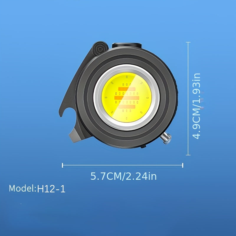 COB Keychain Work Light H12-1 180° Adjustable Flashlight With Bottle Opener & Screwdriver Type-C Charging 3 Light Modes Strong Magnetic Hat Clip Mini Size For Outdoor Adventure Emergency Use