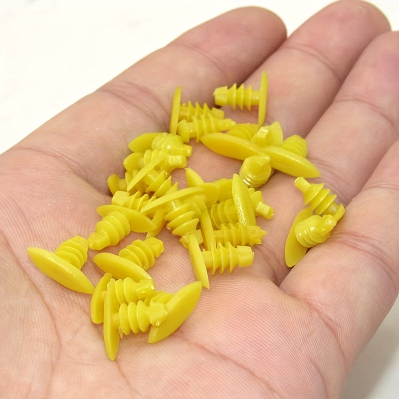 60/100pcs Car Window Sealing Clips - Durable Plastic Yellow Spring Clips with Strong Adhesive, Suitable for Windproof Strips, Door Frames, and Trim Accessories (Auto Parts)