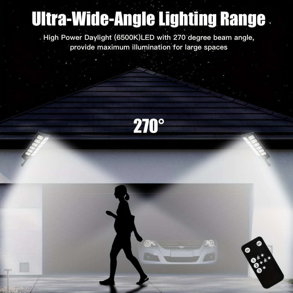 1 Pack | 504/168LED Large Solar Street Light | Ultra Bright | Energy Saving | Three Lighting Modes | PIR Motion Sensor Function | IP65 | Dry Battery Remote Control (Batteries Not Included) Christmas Stocking Stuffer | Garage | Corridor |