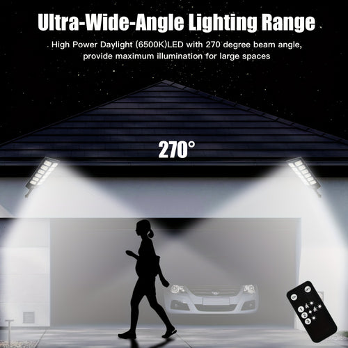 1 Pack | 504/168LED Large Solar Street Light | Ultra Bright | Energy Saving | Three Lighting Modes | PIR Motion Sensor Function | IP65 | Dry Battery Remote Control (Batteries Not Included) Christmas Stocking Stuffer | Garage | Corridor |
