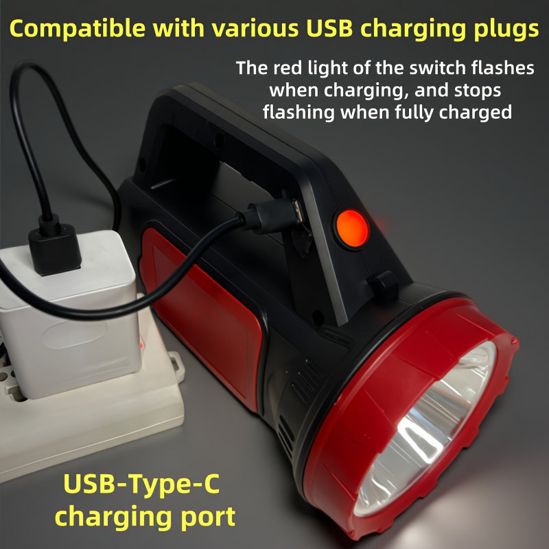 High-power LED camping spotlight - ultra-bright portable USB rechargeable flashlight, Christmas gift, handheld emergency flashlight with COB side light, suitable for outdoor activities, hiking, patrol, and picnics