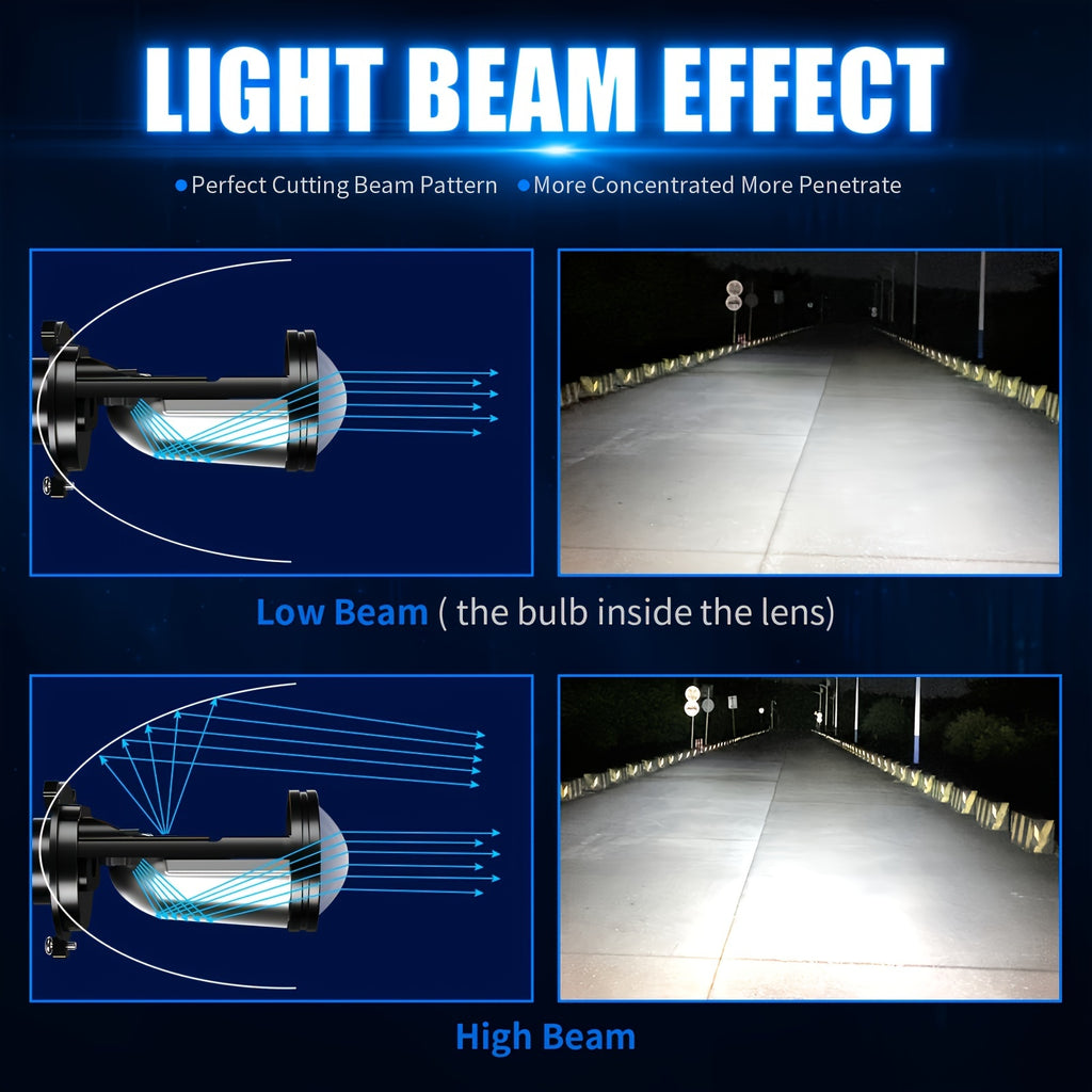 AILEO 2-Pack H4 LED Headlight Bulbs - 100W, 22000LM High/Low Beam, Turbo Fan Cooling, 6500K White Light for Car and Motorcycle