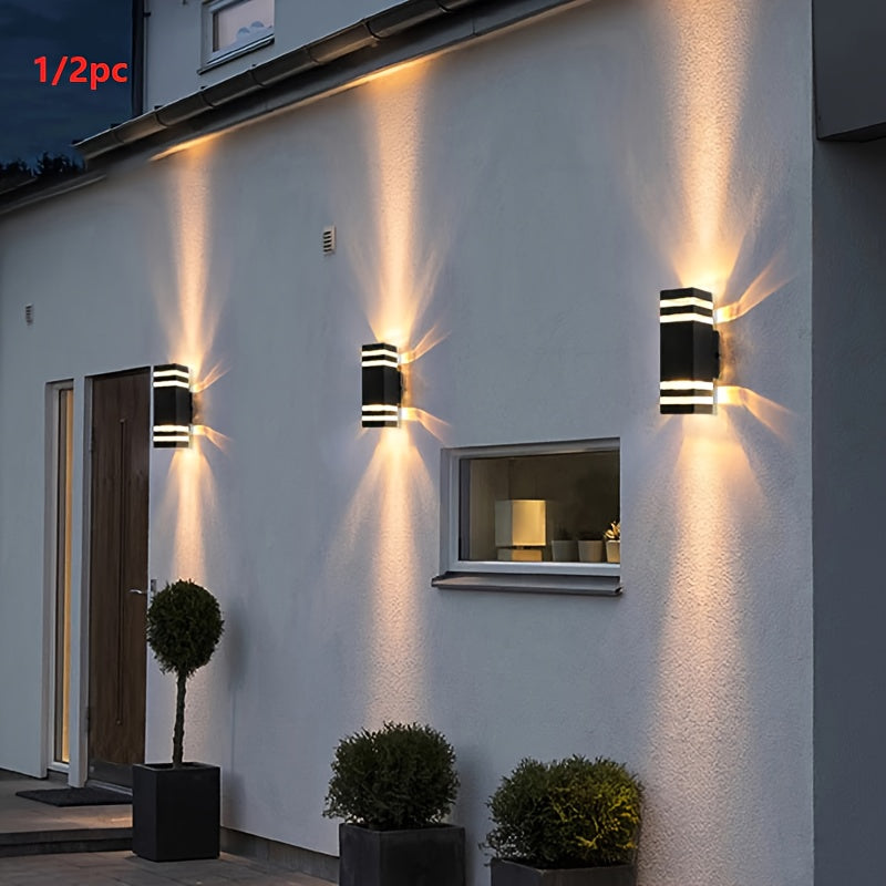 1/2-Piece, Modern E27 Socket Outdoor Wall Light, Outdoor Porch Light, Up and Down Lighting Exterior Fixture, Compact Wall Light Hallway Lighting Outdoor Light, Suitable for House, Garage, Patio, Villa, Garden (Bulb Not Included)