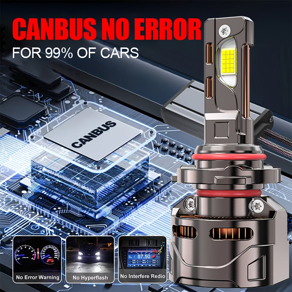 2pcs High Quality LED Lamp 9006/HB4-QK008 H4/H7/H1/H4/9003/HB2/H11/H18/H16/9012/9005, 60000 Lumens, 7500K, 300W, 950% Brightness, 360° Beam Angle, 9570 Chip, High-Performance LED, Car LED Light, 12V