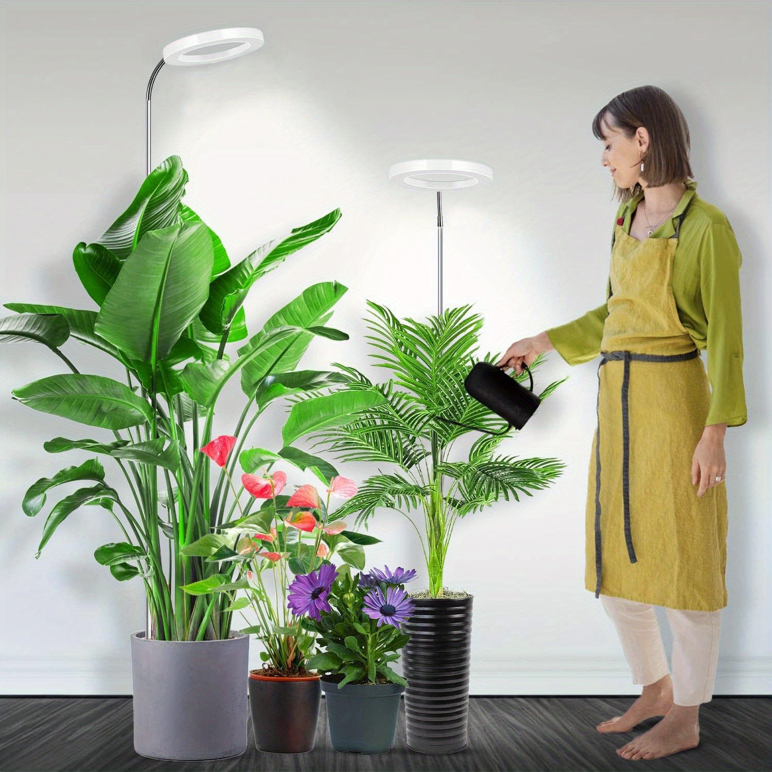 Plant Grow Light, Full Spectrum Indoor Grow Lamp with Gooseneck, 3 Color Temperature Modes & 10-Level Dimmable, 3/6/12H Timer, 65-Inch Tall, Ideal for Large Plants