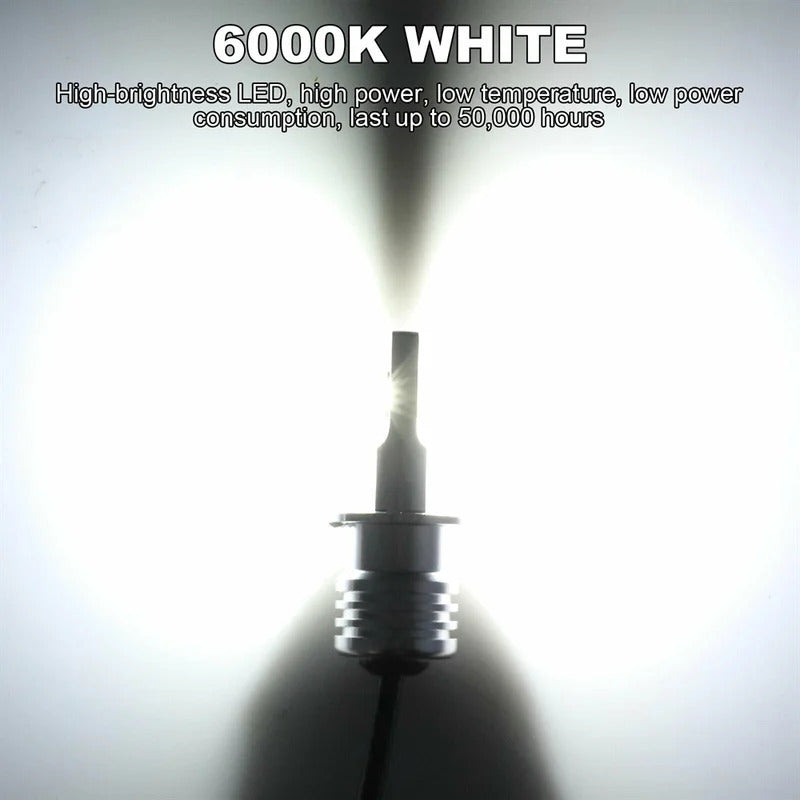 2-Pack H3 LED Headlight Bulb Set 80W White 3570 6000K Canbus Error CAR DOWN LIGHT Car Light 12V 24V, No Battery Included