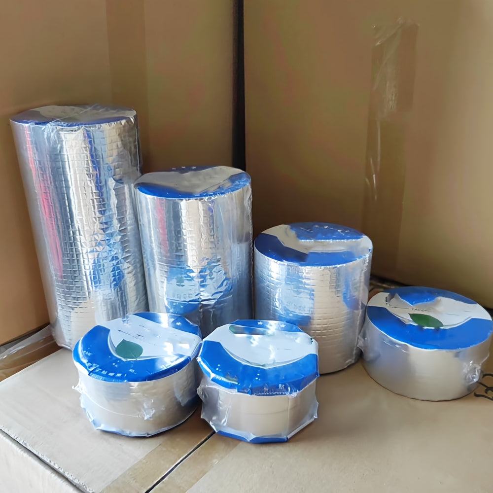 1 卷防水自粘铝箔胶带填缝条 - 适用于屋顶/墙壁/管道 - 自粘密封与防漏，具有降噪和隔热性能，银色丁基胶带防水密封剂，RV修复铝箔贴纸，窗户、和EDPM屋顶密封条，船用及管道密封胶带