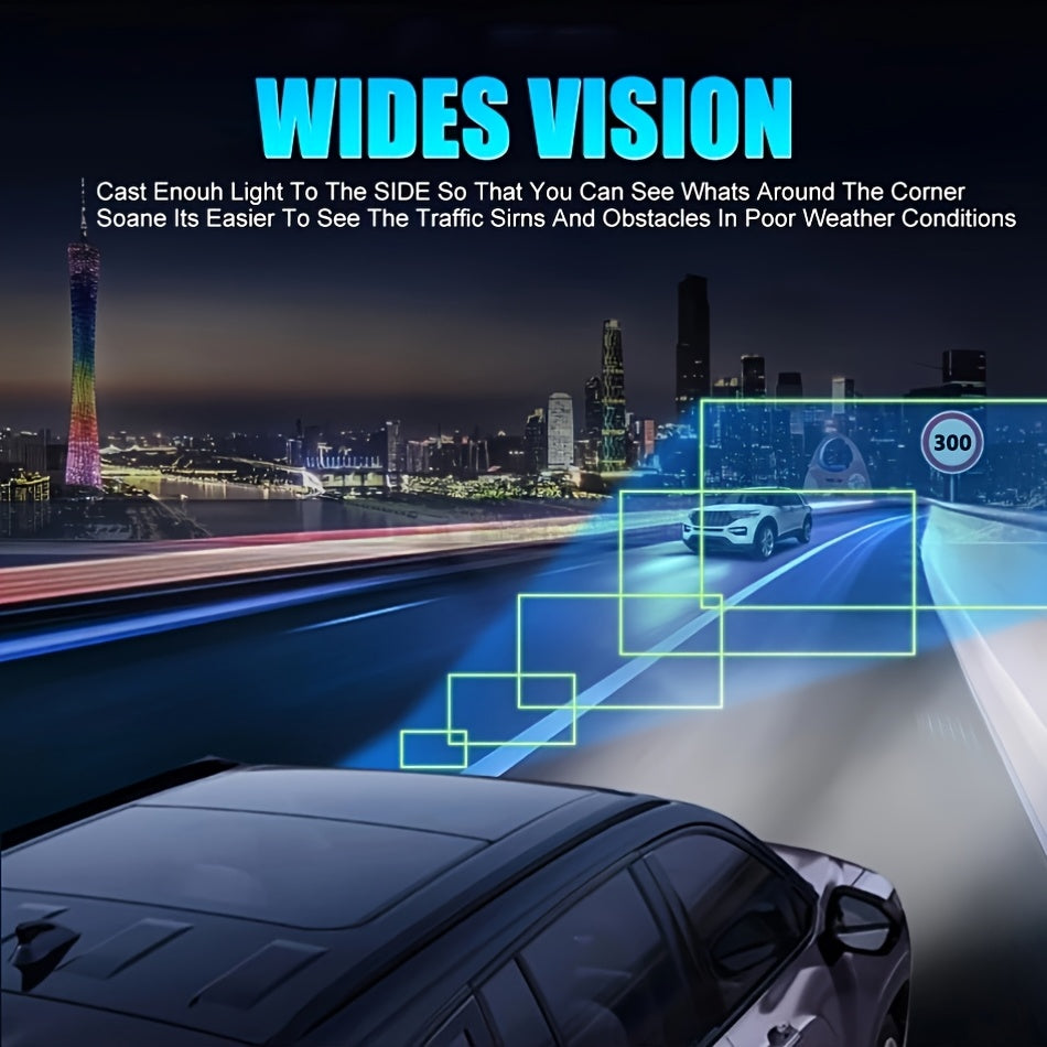 H7 LED Car Headlight Bulb 300W 60000LM Mini H7 Wireless Car Light +800% Brightness Spotlight Car Headlight 12V, No Battery Included