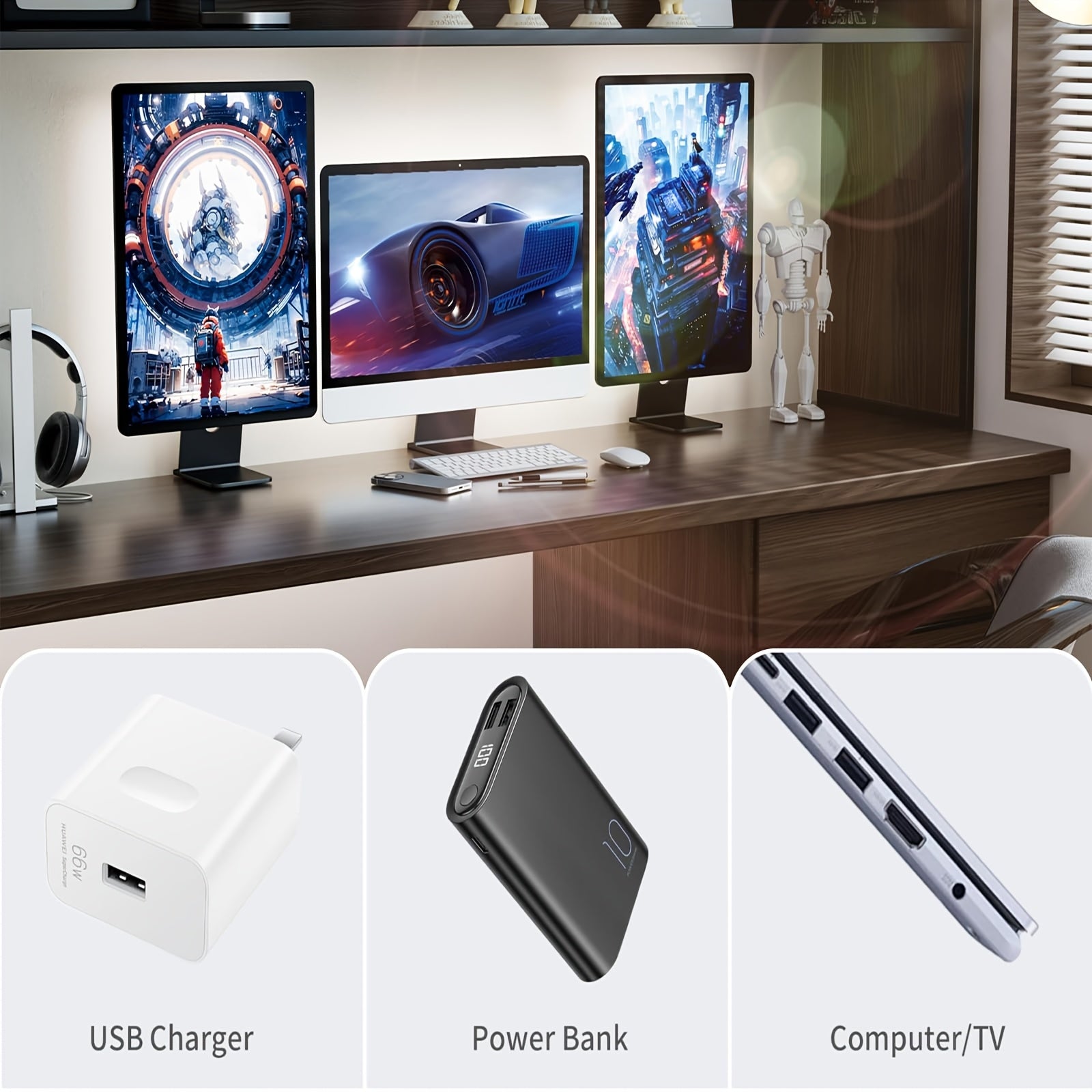 500厘米/196.85英寸USB LED灯带 白色，5V USB供电 300颗LED柔性SMD2835超亮不可调光LED灯带（1卷），适用于电视背光及橱柜灯，卧室、厨房、置物架照明，圣诞佳节理想礼物