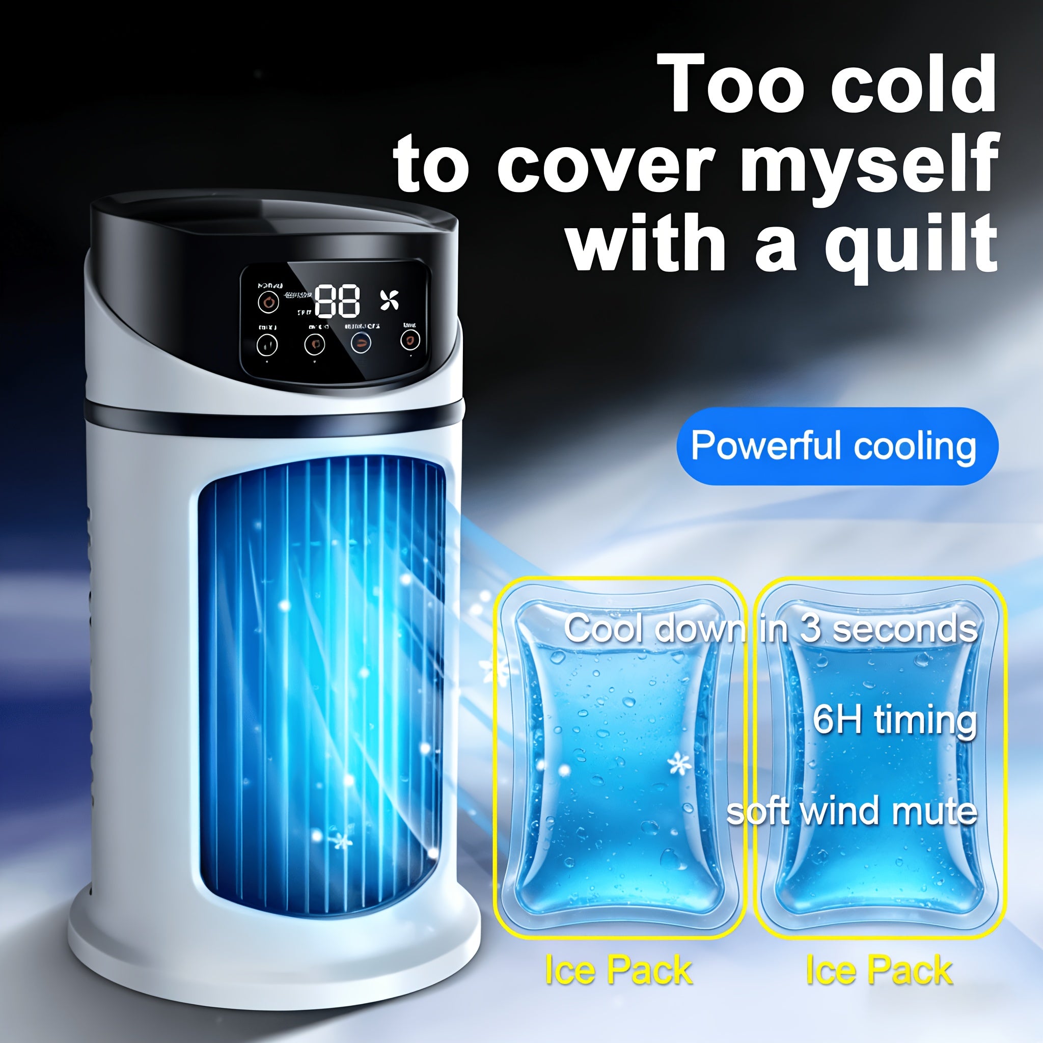3 Second Fast Cooling 6 Speed USB Portable Air Conditioner Humidifier Fan, Ultra Quiet 25dB, 6 Hours Timer, Instant Cooling Perfect Festival Gift for Home Office Dormitory