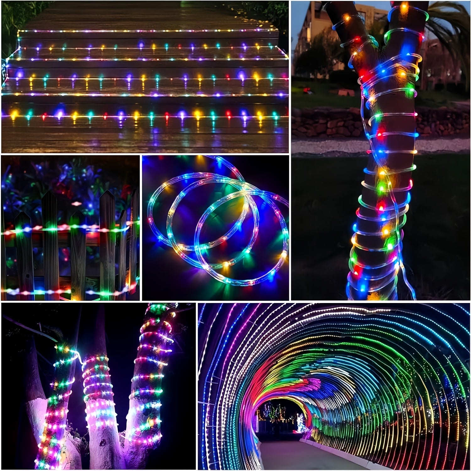 Solar garden tube light, outdoor decorative smart light string, 12 flashing modes fairy light, light-sensing on/off, PVC material, suitable for courtyards, fences, patios, camping, parties, holiday decorations - warm white / white / multicolor