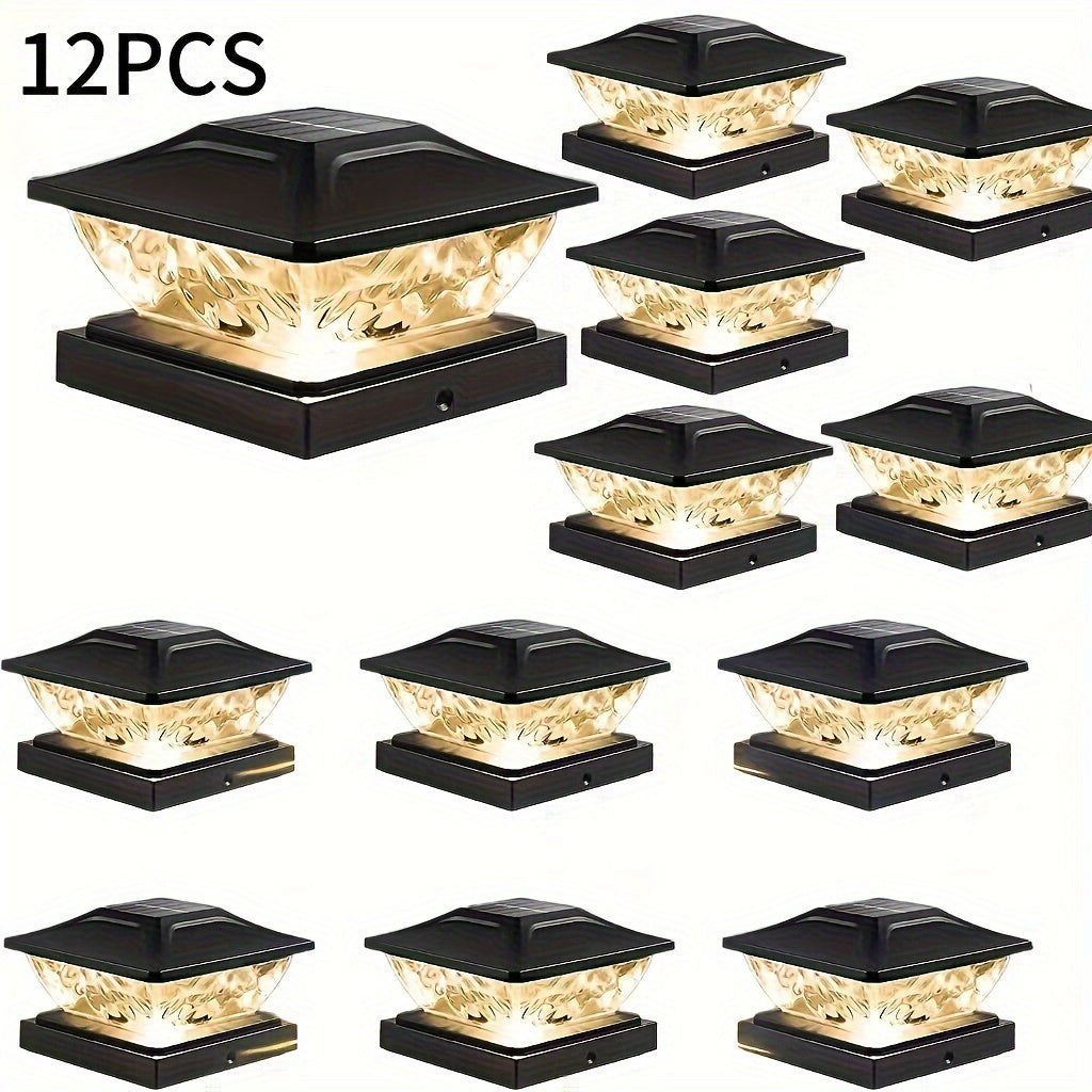 APZZLOXH Outdoor Solar Light - 8-Pack Installation - 12-Pack Installation 2 Types of Solar Fence Lights, Suitable for 4x44.5 X4.55x5 Wood and Vinyl Posts, Solar Deck Light Suitable for Front Porch Patio Decoration, Warm White and Cool White Light