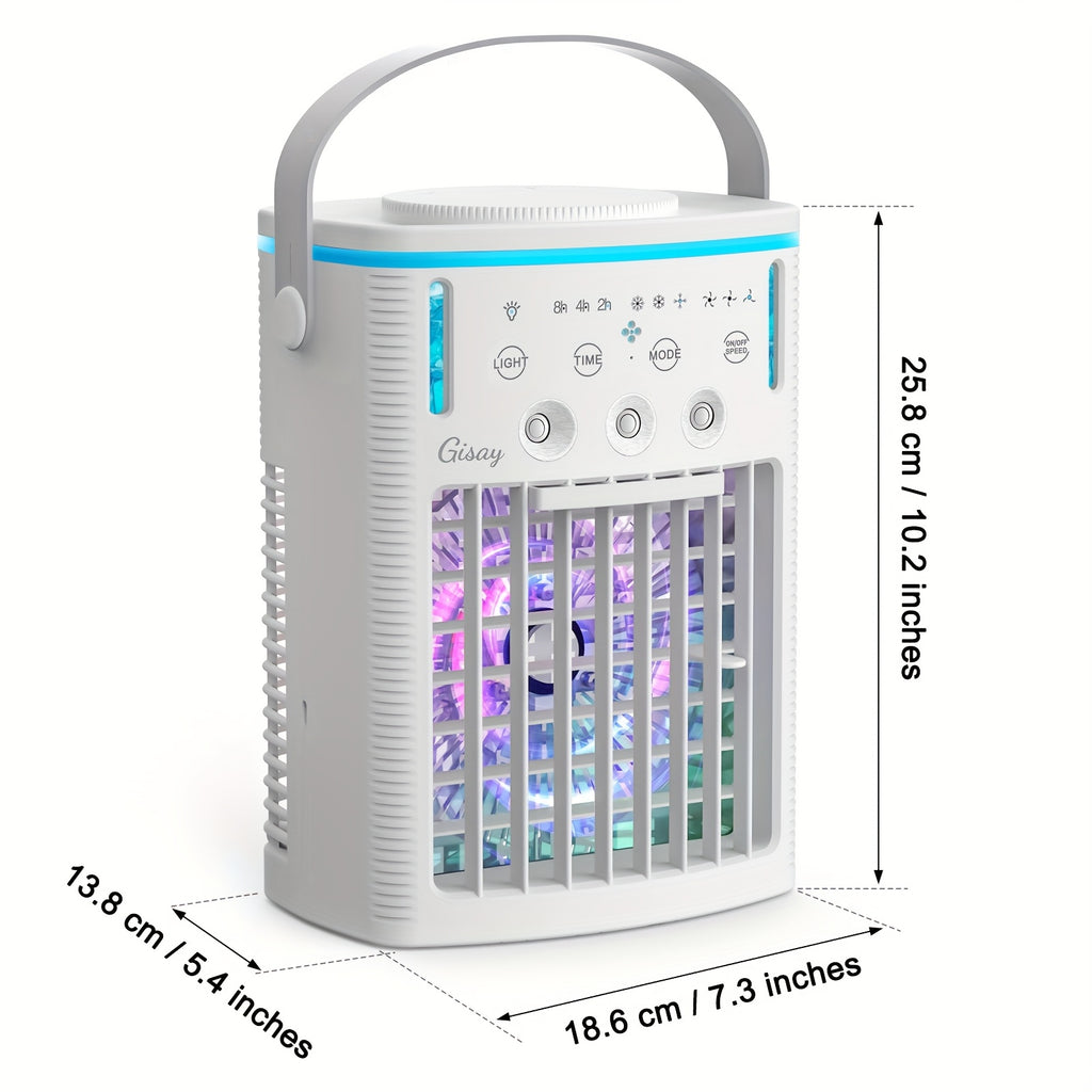Gisay Portable USB Air Cooling Fan, Personal Evaporative Cooler with Humidification, Compact Desktop Cooling Fan for Home, Travel &amp; Workplace