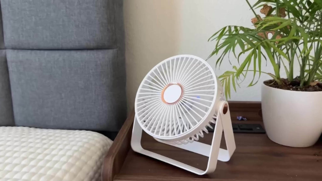 Portable Powered Desktop Hanging Fan, Pink & White Available, 3-Speed Quiet Adjustment, 360° Foldable Design with Sleep Light, Multifunctional Ultra-Slim Cooling Device for Home Office Travel