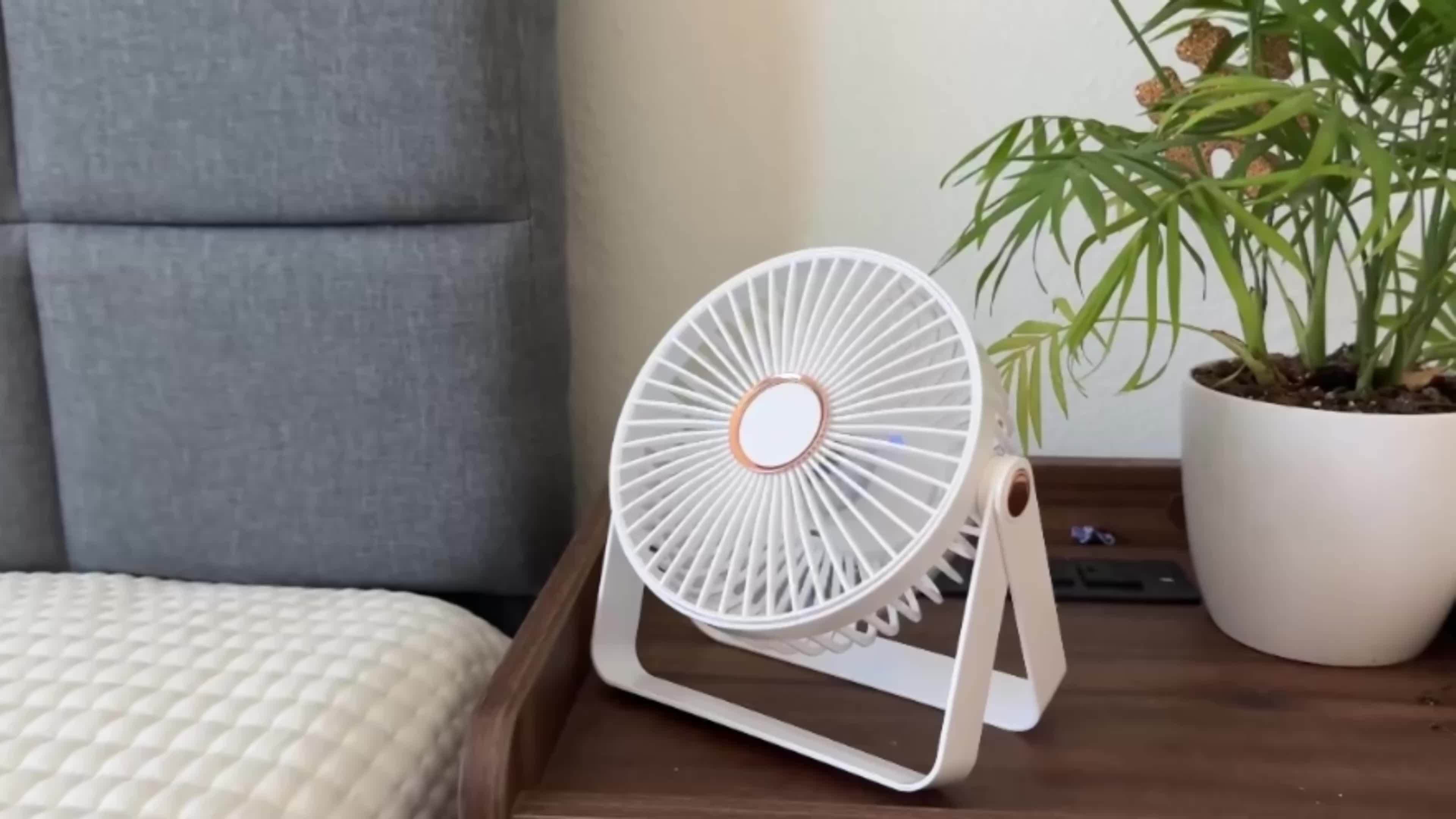 Portable Powered Desktop Hanging Fan, Pink & White Available, 3-Speed Quiet Adjustment, 360° Foldable Design with Sleep Light, Multifunctional Ultra-Slim Cooling Device for Home Office Travel