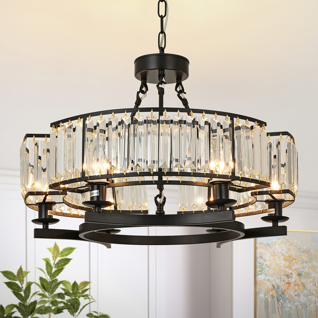 Black Crystal Chandelier 6-Light