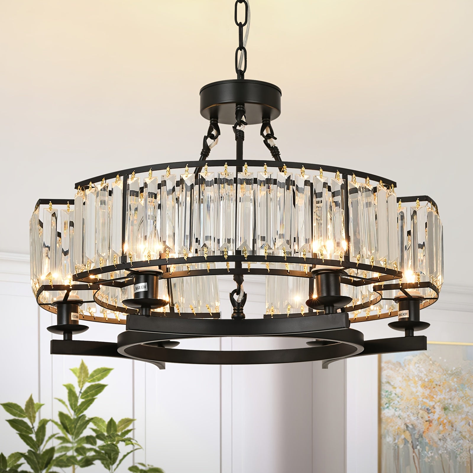 Black Crystal Chandelier 6-Light