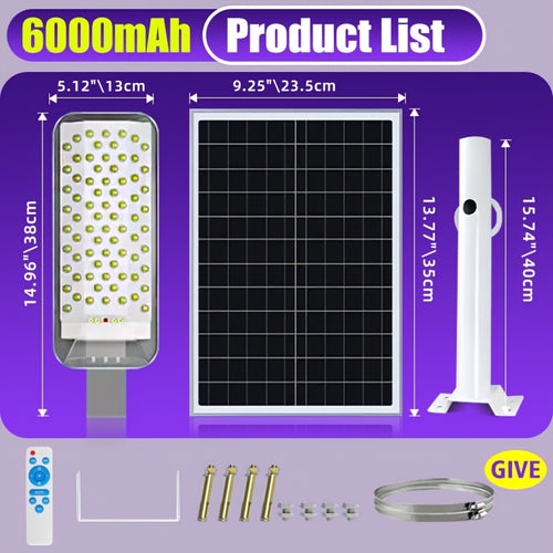 1 Piece High-Brightness Curved LED Solar Street Light, 6500K Solar Street Light with Remote Control, Home Solar Garden Light for Outdoor Commercial Parking Lot and Road Lighting