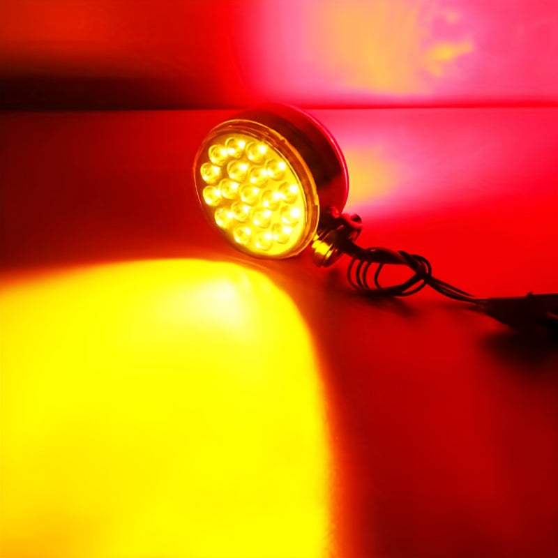 1 or 2-Pack 12V 24V LED Dual Round Light, Truck & Trailer Marker Light, Yellow & Red, Battery-Free