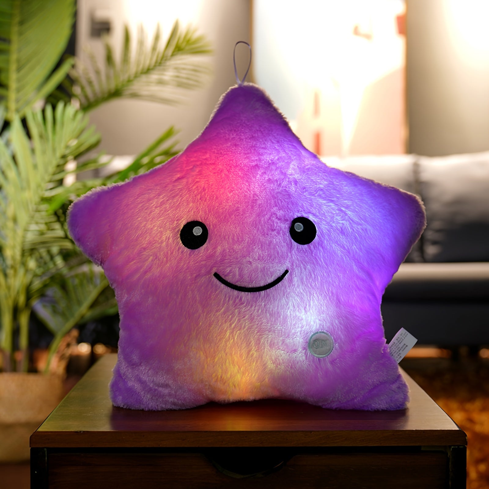 AKKUN发光星星毛绒抱枕——儿童夜光玩偶与小夜灯，适合女孩、卧室及房间使用。柔软LED靠垫，多色可选，可爱睡前伴侣（9.45英寸与15.75英寸可选）