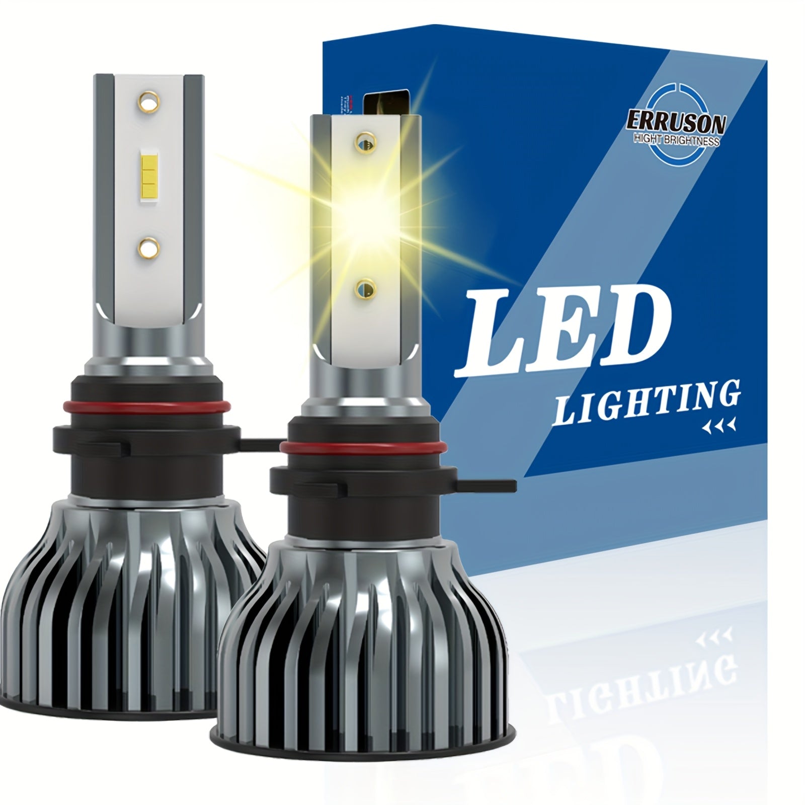 Erruson 2-Pack Dazzling Car Bulbs 9005/HB3 9006/HB4 H11 H4 H7 H1 High/Low Beam Dual-Use Turbo Light, 30000 Lumens 300W 3000K/4300K/6000K/8000K/25000K Car Light, 700% Brightness