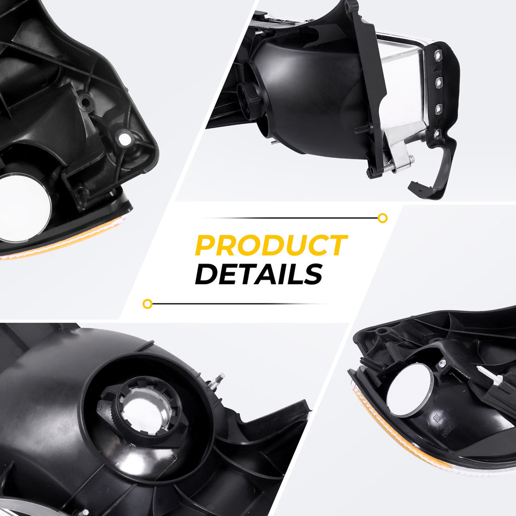 Headlight Assembly for Dodge RAM 1500/2500/3500 (1994-2002) - Direct Replacement Headlight with Clear Lens (Bulbs Not Included), Compatible with Part Numbers 55076749AD/AO, 55076748AD/AO, for Pickup Trucks