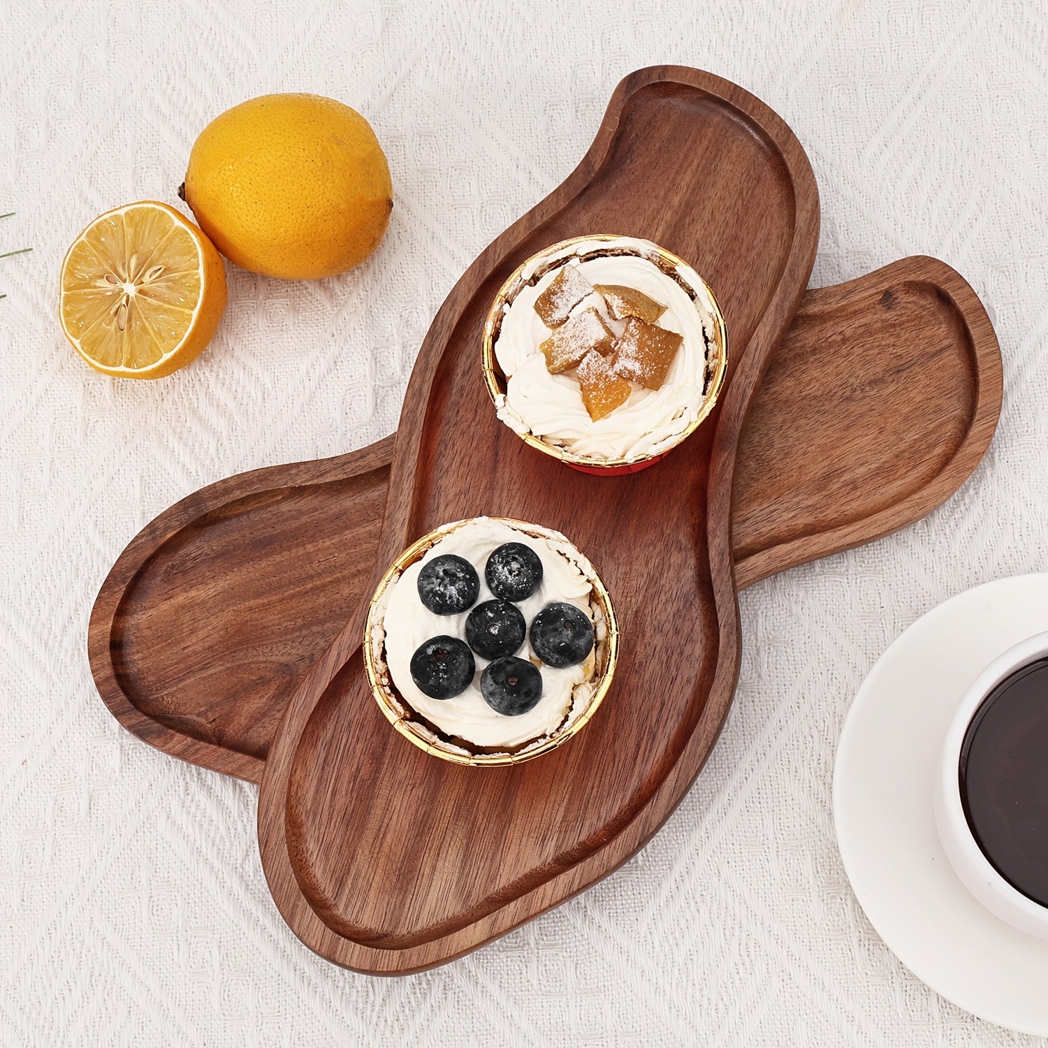 Cross-Border Japanese Acacia Wood Tray, Cloud-Shaped & Peanut-Shaped Tea Tray, Coffee Cup Heat-Resistant Wooden Plate, Cake & Dessert Small Wooden Dish – Factory Direct