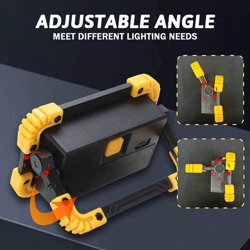 1 Rechargeable COB Handheld Light, Bright Flood Emergency Light, Ideal for Emergency, Exploration & Camping, 3 Lighting Modes Portable Lantern, Hands-Free Work Light with Hook Design