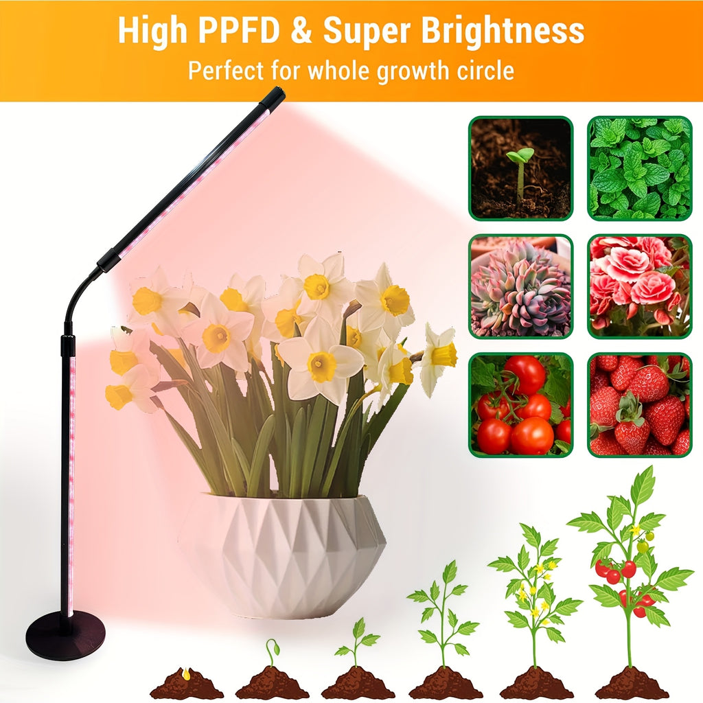 1/2-Pack Full Spectrum Plant Grow Light, Ultra-Thin LED Grow Light Strip, 3/9/12H Auto On-Off Timer, 3 Lighting Modes, Ideal for Indoor Plant Growth